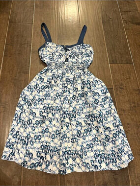 Ronson Abstract Floral Mini Dress in Blue & White Size XS Like New